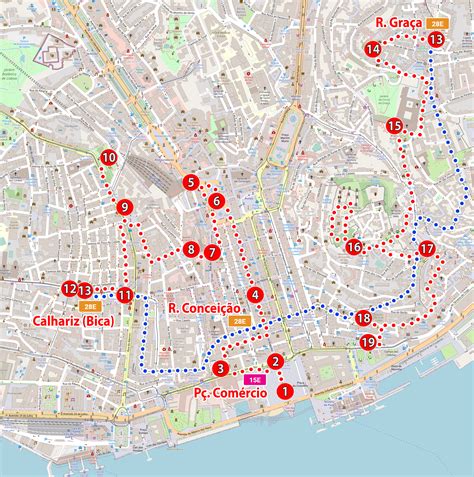 Lisbon The Biggest Attractions Map Sightseeing Plan Monuments