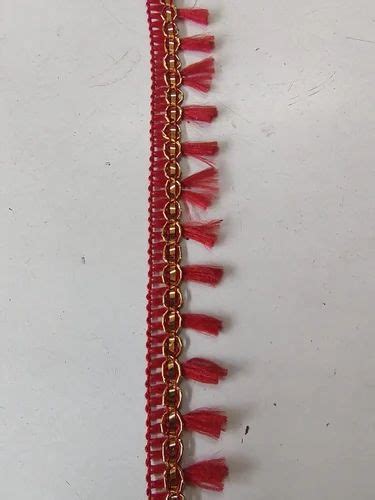 Polyester Single Sided Red Jhalar Lace For Garment At Rs Meter In