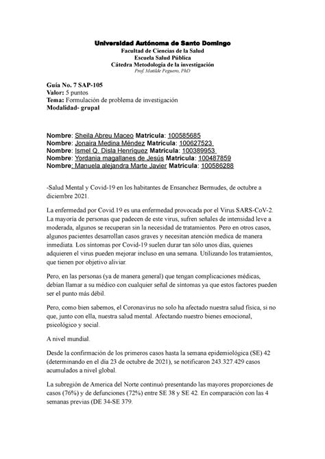 SAP105 Guia 7 Practica completa guía no 6 Universidad Autónoma de