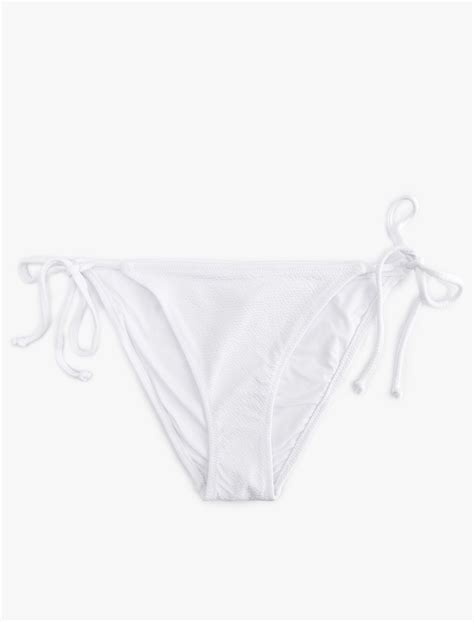 Beyaz Kadın Astarlı Yanları İpli Bikini Altı SAK MM Koton