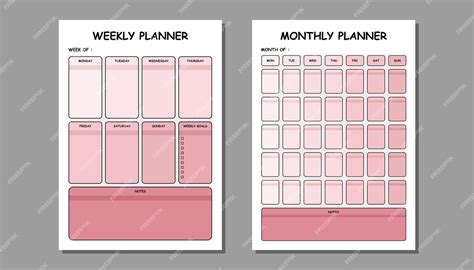 Premium Vector Weekly Planner And Monthly Planner Template Vector