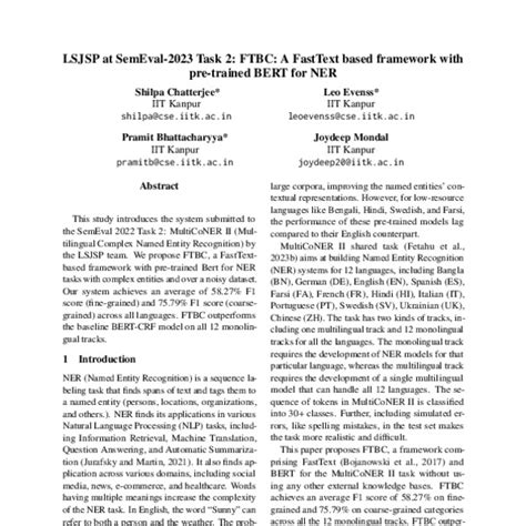 Lsjsp At Semeval Task Ftbc A Fasttext Based Framework With Pre