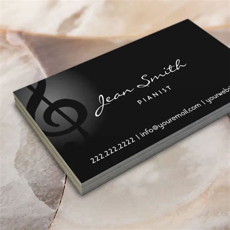 Elegant Clef Musician Pianist Dark Business Card Zazzle