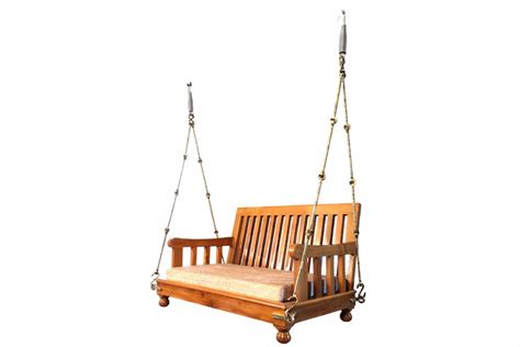 Fixed Wooden Patti With Cusion With Brass Saliya From Ceiling Hanging