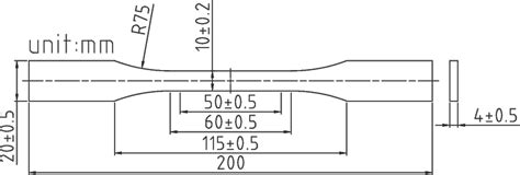 Dimensions Of Tensile Specimen Download Scientific Diagram