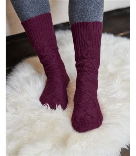 Velvet Womens Lambswool Cable Sock Woolovers Uk