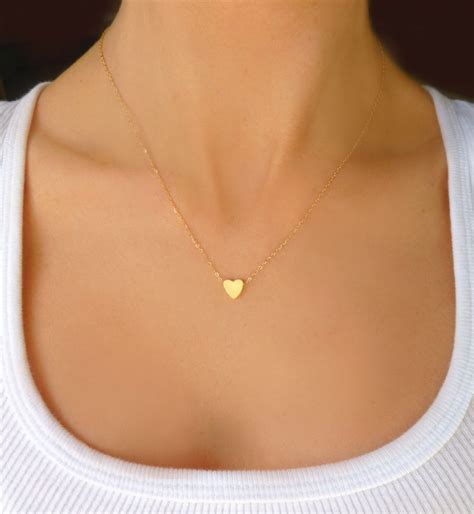 Tiny Gold Heart Necklace For Women Small Heart Necklace Personalized With Initial Sterling