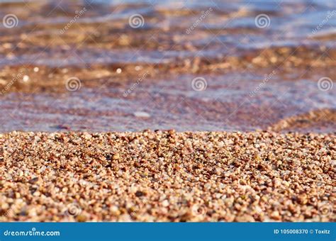 Sand Beach Macro Close Up Photography Stones And Water Stock Photo