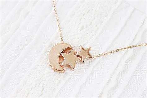 Moon And Star Pendant Necklace Bridesmaid T Bridesmaid Etsy