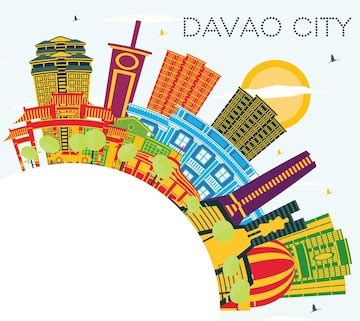 Premium Vector | Davao city philippines skyline with color buildings ...