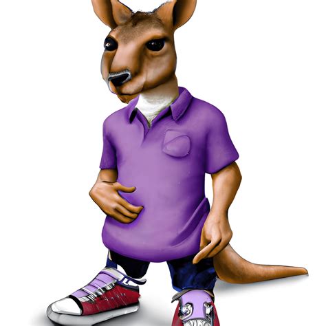 A Cartoonish Wallaby Wearing A Purple Shirt And A Pair · Creative Fabrica