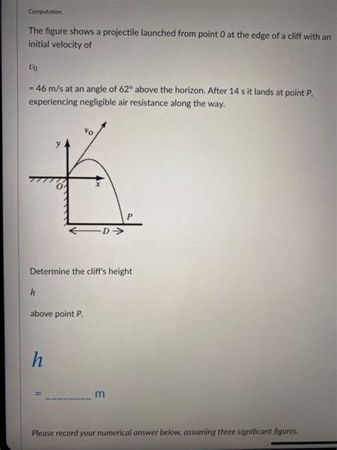 Solved Computation The Figure Shows A Projectile Launched