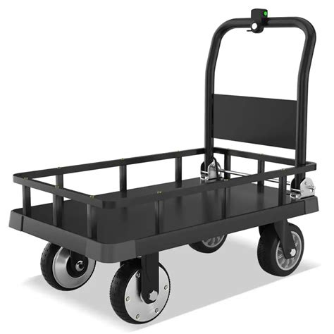 Electric Four Wheel Flatbed Handcart Storage And Transportation