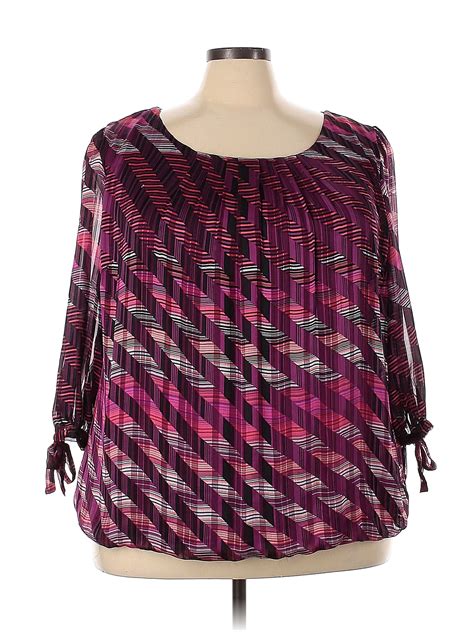 Roz Ali Polyester Chevron Herringbone Chevron Pink Long Sleeve