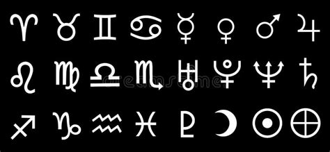 Vector Planet Astrological Astronomical Symbols Set Illustration Stock