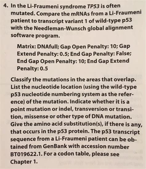 In The Li Fraumeni Syndrome Tp Is Often Mutated Chegg