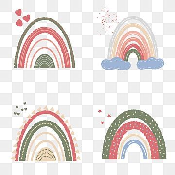 Pastel Rainbow With Cloud Vector Sticker Clipart Cute Rainbow With