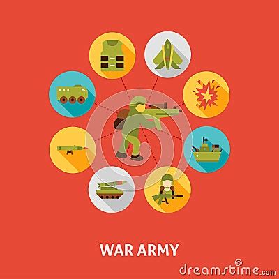 War Army Concept Icons Vector Illustration Cartoondealer