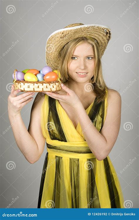 Easter Woman Portrait Of A Happy Woman In Bunny Ears Winking Closeup