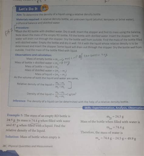 Let S Do It Aim To Determine The Density Of A Liquid Using A Relative De