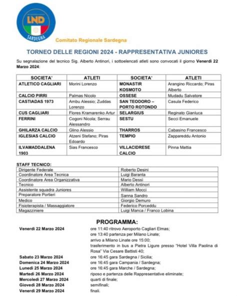 Torneo Della Regioni Esordio Per La Juniores Di Antinori Domani Alle