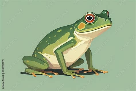 Frog On A Green Background Vector Illustration Of A Frog Ai