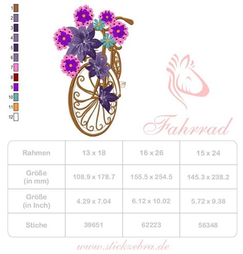 Fichier modèle broderie Vélo fleur Stickzebra Tissus Hemmers