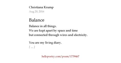 Balance by Christiana Krump - Hello Poetry