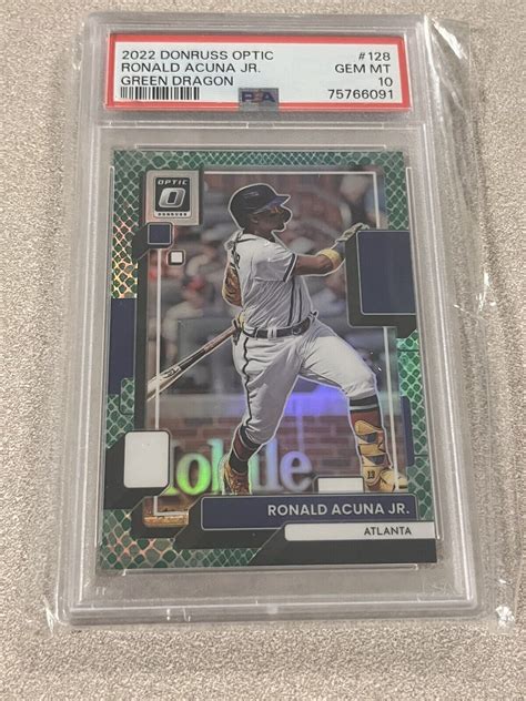 Donruss Optic Ronald Acuna Jr Green Dragon Prizm Psa