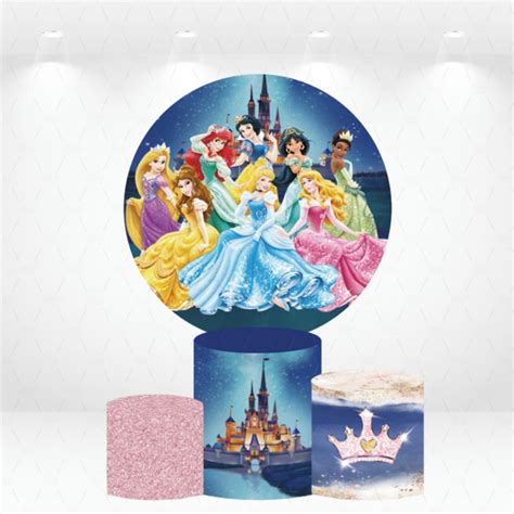 Painel Redondo Kit De Capas De Cilindros Princesas Elo