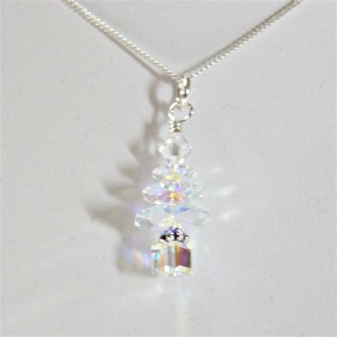 Christmas Jewelry Necklace Swarovski Crystal Christmas Tree Etsy