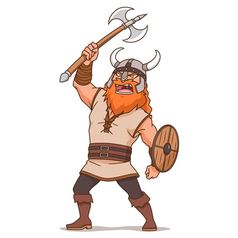 Cartoon Character Of Viking Man Holding Axe Vector Art At Vecteezy