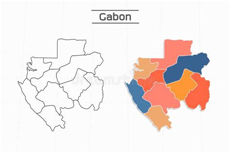 加蓬地图城市矢量图除以彩色轮廓简洁样式 有2个版本的黑色薄线版本和彩色版本 向量例证 插画 包括有 抽象 标志 232216487