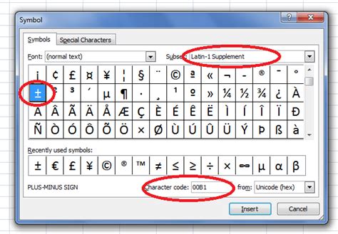 Ms Excel Made Easy How To Add A ± Symbol