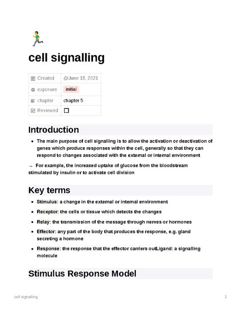 Cell Signalling Vce Biology Unit 3 4 Notes Cell Signalling Created