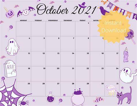 Halloween October Calendar