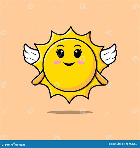 Cute Cartoon Sun Character In Flat Style Stock Vector Illustration Of