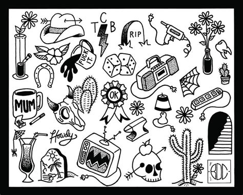 Tattoo Flash Sheet 16x20 Hand Drawn Digitally Printed Matte Poster 2018 In 2021 Tattoo Flash