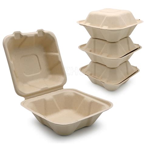 Bagasse Burger Boxes Packaging Takeaway Luzhou Pack