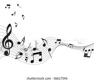 Musical Notes Flying Over Stave Stock Vector Royalty Free