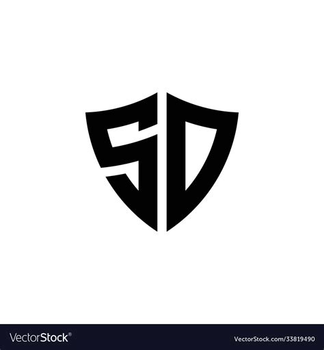 Sd Monogram Logo With Shield Shape Design Template