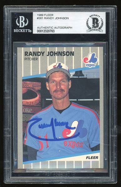 Lot Detail Randy Johnson Signed 1989 Fleer 381 Rookie Card Beckett BAS