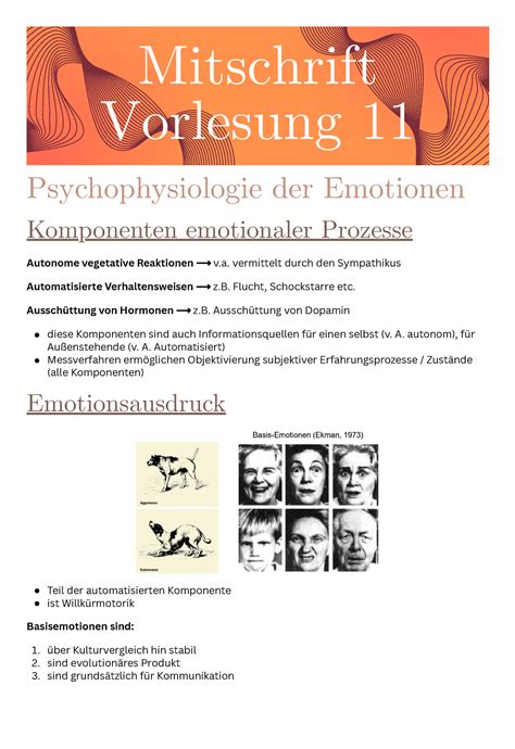 Emotionen Biologische Psychologie Ii Neurophysiologie Uni Mainz