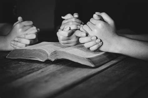 Black and White of Group People Praying Worship Believe Stock Photo - Image of people, family ...