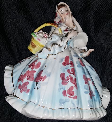 Lefton Elegant Woman In Full Dress Figurine With Basket Like Etsy