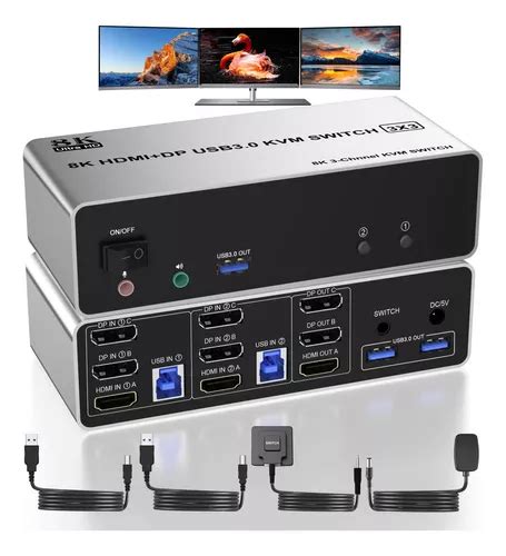 Kvm Switch Monitores Computadoras Hdmi Displayport Env O Gratis