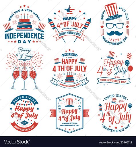 Set Vintage 4th July Design Fourth Royalty Free Vector Image