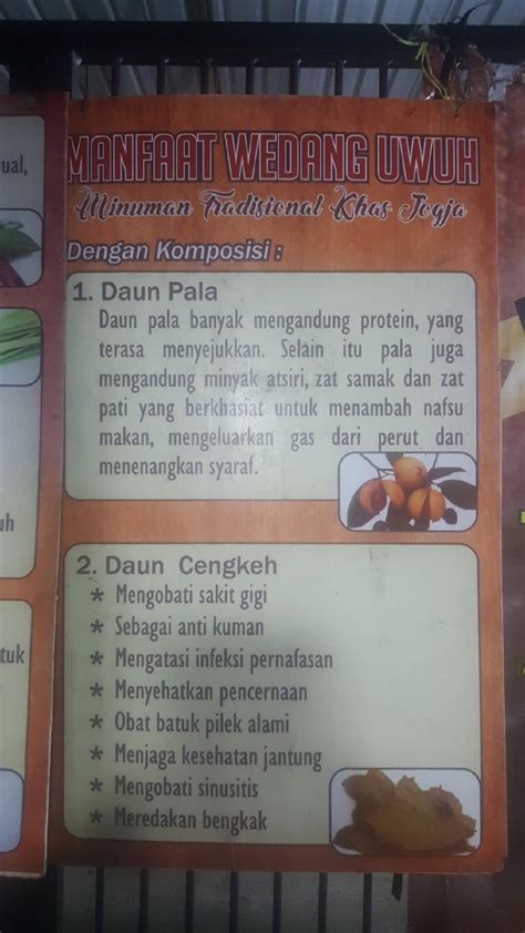 Carta del café Angkringan Wedang Uwuh Purwokerto