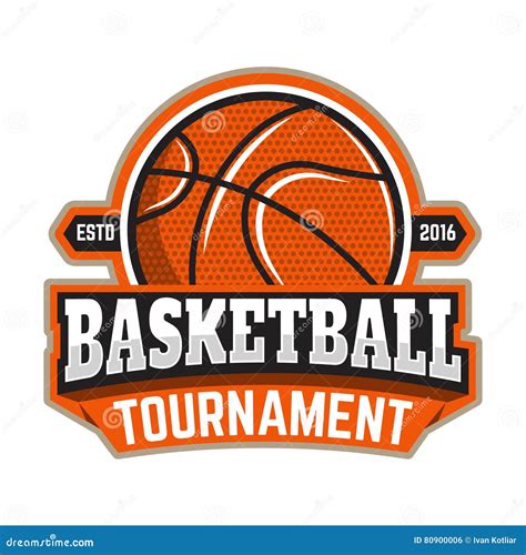 Basketball Tournament Emblem Template With Basketball Ball Design