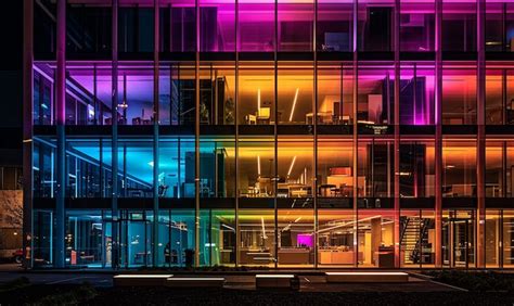 Premium Photo Vibrant Night View Office Building Illumination